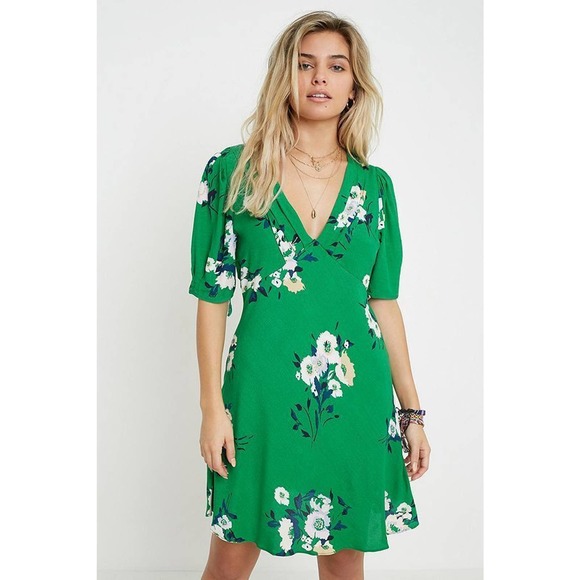 free people neon garden dress NWT Free People Neon Garden Floral Print Puff Sleeve Mini Dress Size 6